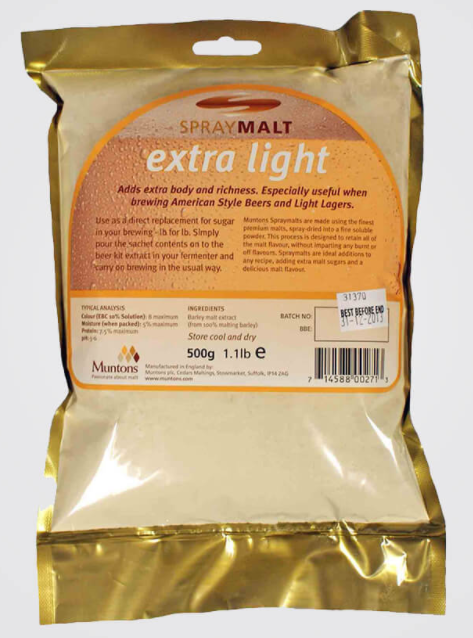 Неохмеленный солодовый экстракт СУХОЙ Muntons Extra Light 0,5 кг