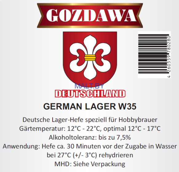 Пивные дрожжи Gozdawa, GLW 35, 10гр