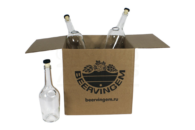 Бутылки коньячные 0,5л с пробкой, 9 штук в картонной коробке Beervingem